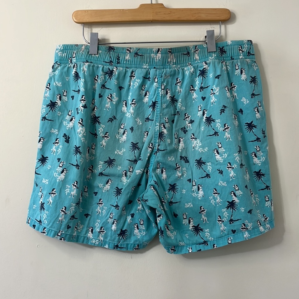 Sperry Men's 5" Blue Black Hula Girl Beach Drawstring Cotton Shorts Size Large - Picture 4 of 5